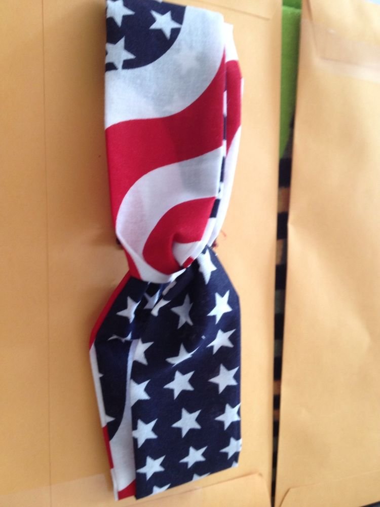 USA Cotton American Flag Red White Blue Twisted Headband With Wavy Strips