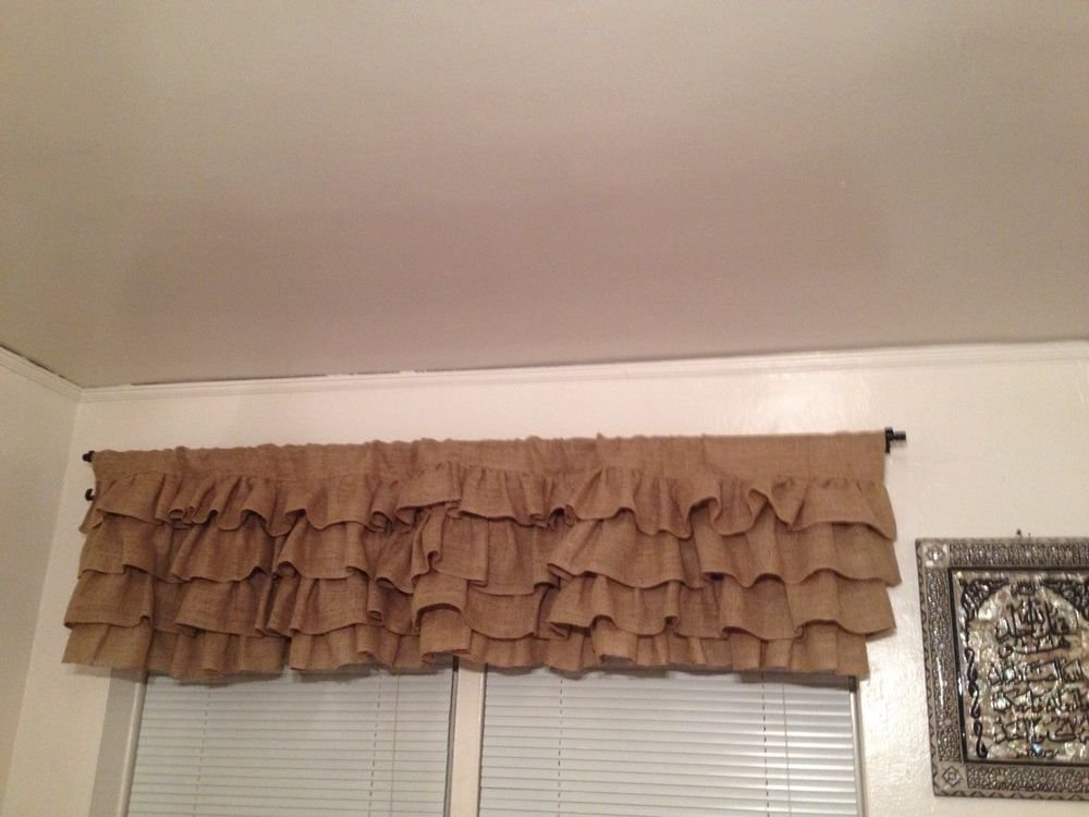 Handmade Natural Burlap Valance With 4 Tires Burlap Ruffles