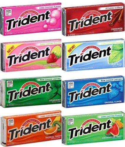 All AMERICAN GUM ASSORTMENT - TRIDENT VALUE PACK GUM - 3 Each / 24 Packs