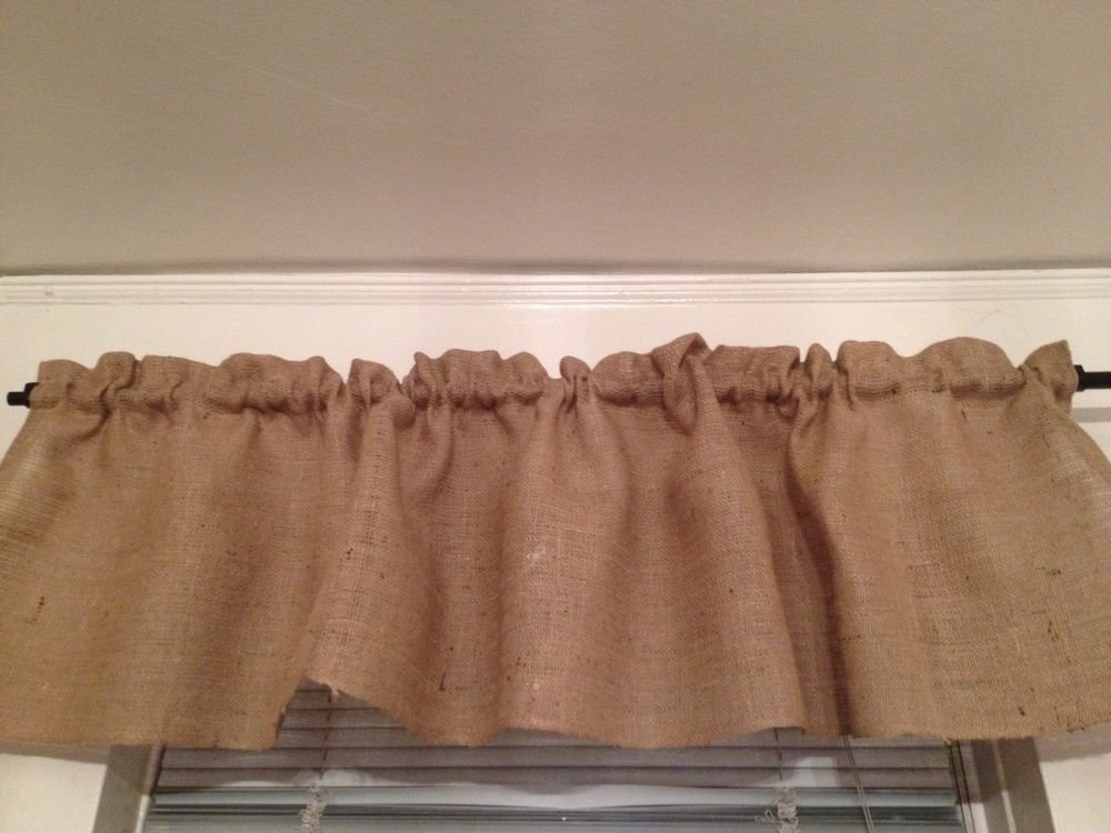 Handmade Burlap Natural Valance Window Treatment Rustic Look