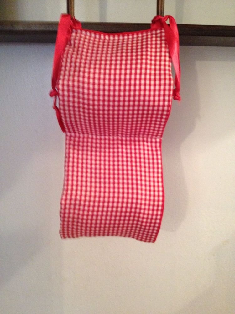 Beautiful Handmade Red Baby Gingham AndSolid Red Toilet Paper Holder