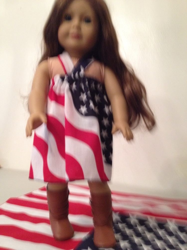 Handmade American Flag Sundress For American Girll Doll 18"