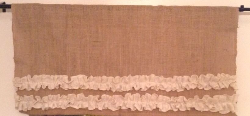 Handmade Burlap Natural Valance Window Treatment with 2tires Off White Burlap