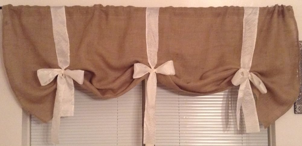 Handmade Tie Up Burlap Valance 90" Wide