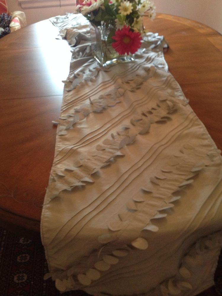 Handmade Gray, Silver Holidays Table Runner