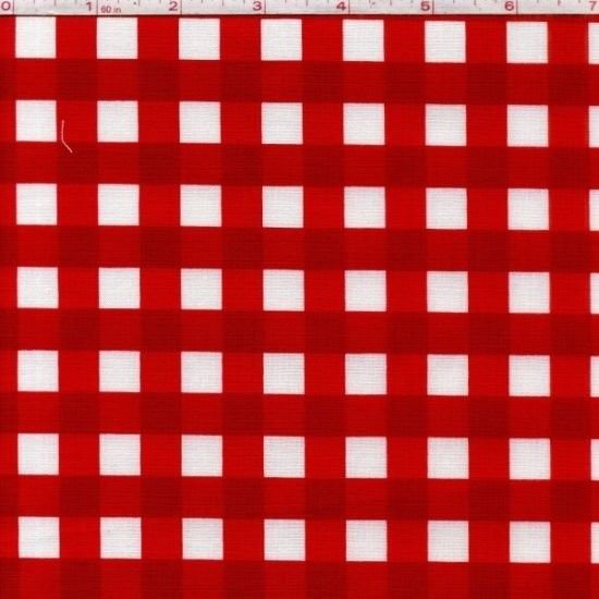 100%Cotton Fabric Per Yard, Woven Gingham,Red & White,44in Wide.