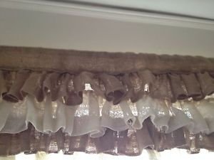 Handmade Natural Burlap Valance With 4 Tires Of Ruffles In 2 Shades Burlap