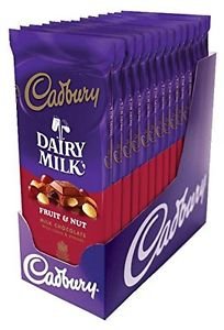 Cadbury Premium Milk Chocolate with Fruit and Nuts, 3.5-Ounce Bars (Pack of 14)