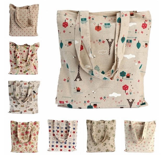 Canvas Reusable Brief Storage Shopping Shoulder Tote Handbag Grocery Bags