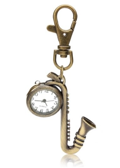 Vintage Bronze Saxophone Design Pocket Watch