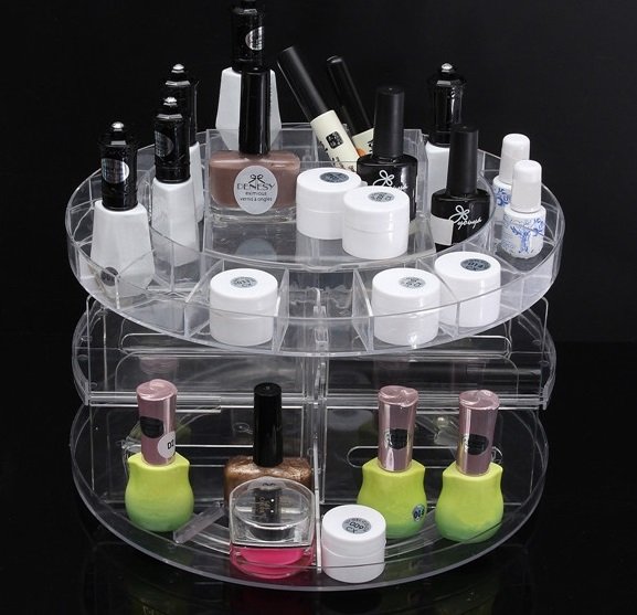 Transparent Plastic 360 Degree Makeup Cosmetic Perfume Nail polishStorage Organizer Holder