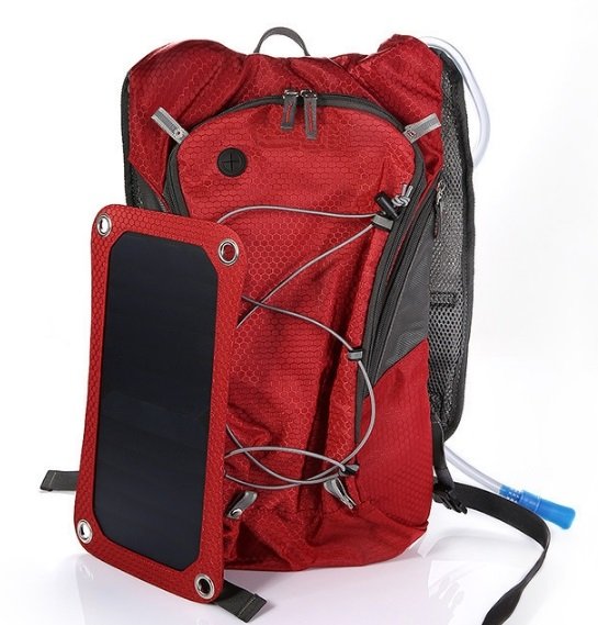 Outdoor Camping Solar Backpack Solar Hiking Bag 6.5W Solar Panel With 2.5L Water Bag