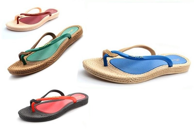Flat Flip-Flops Thongs Slippers Rattan Grass Sandals