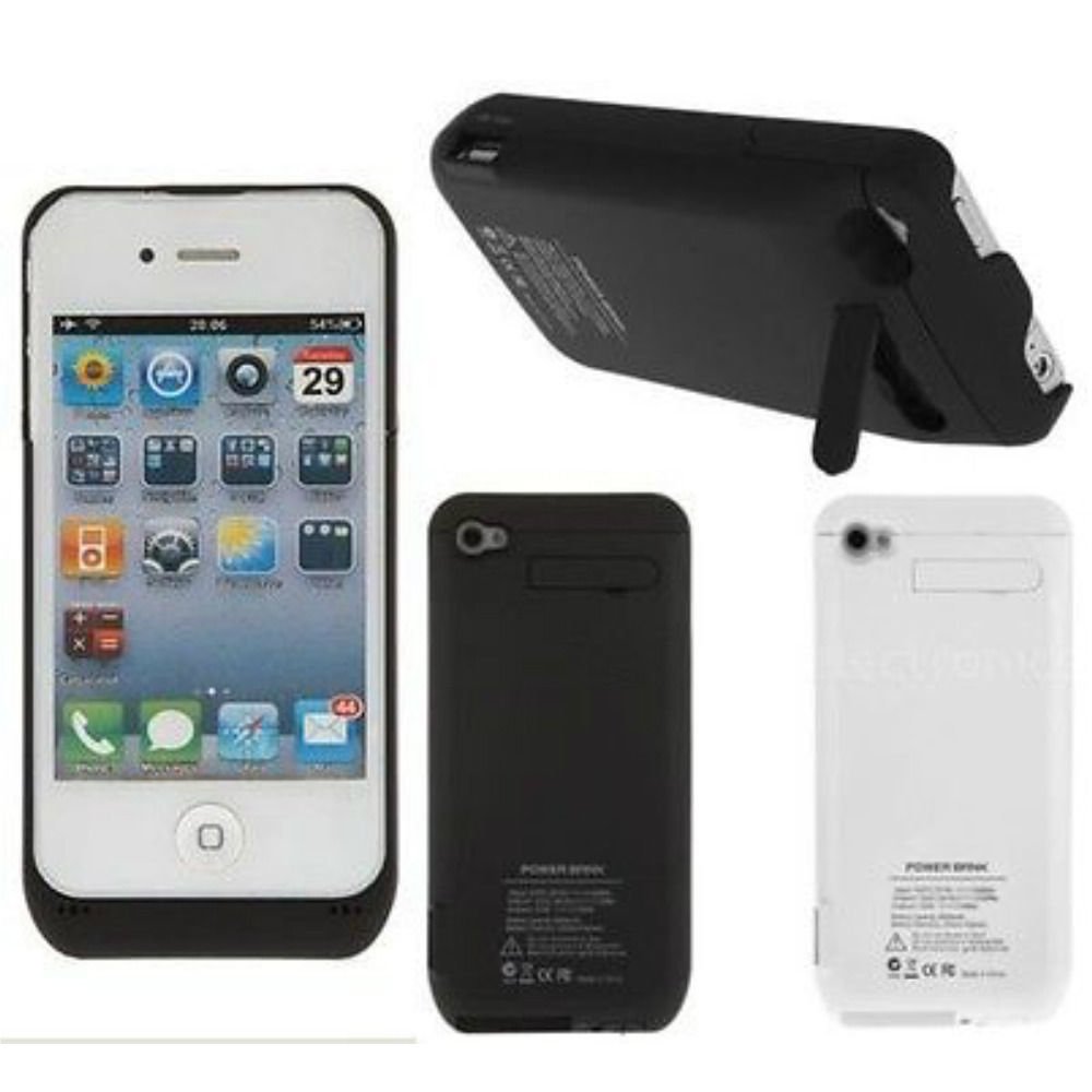 3000mAh Power Pack External Charger Backup Battery Case Cover for iPhone 4 4S