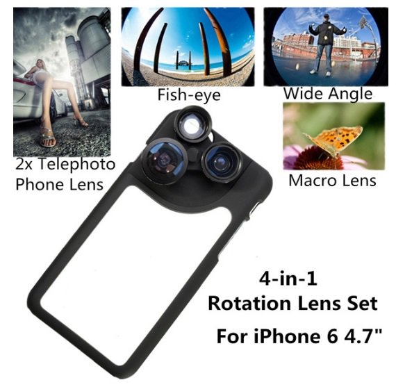 4in1 Plastic Phone Camera Lens Dial Case For iPhone 6 4.7 Inch