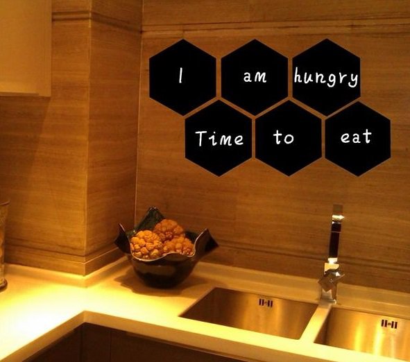 Removable Vinyl Blackboard Wall Sticker Office Home Decor Hexagon Shaped