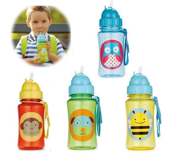 Cartoon Animal Straw Cup Water Bottle Non-toxic BPA-Free Drinking Cup