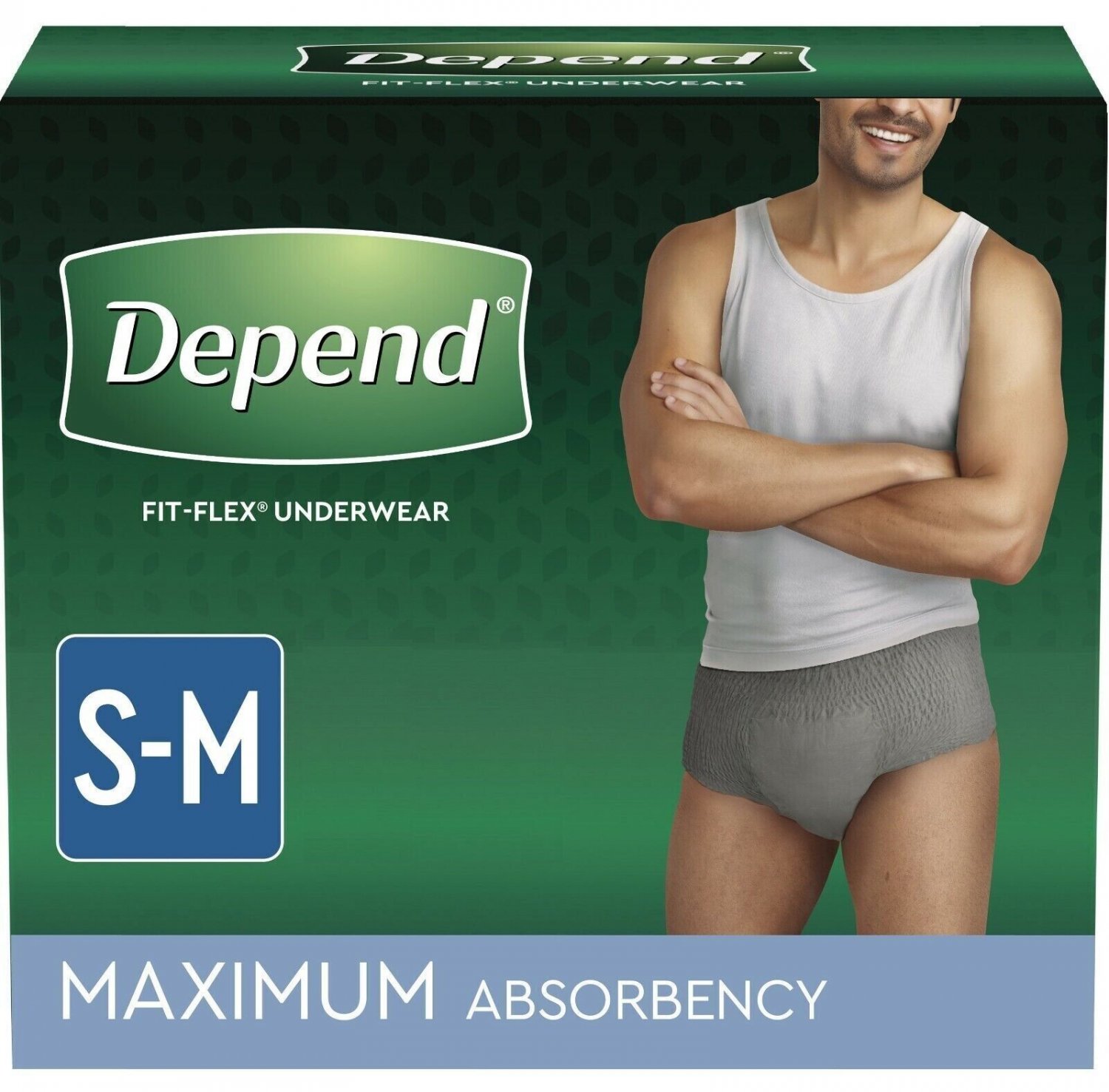 Depend Fit FleX Incontinence Underwear For Men Maximum Absorbency S M