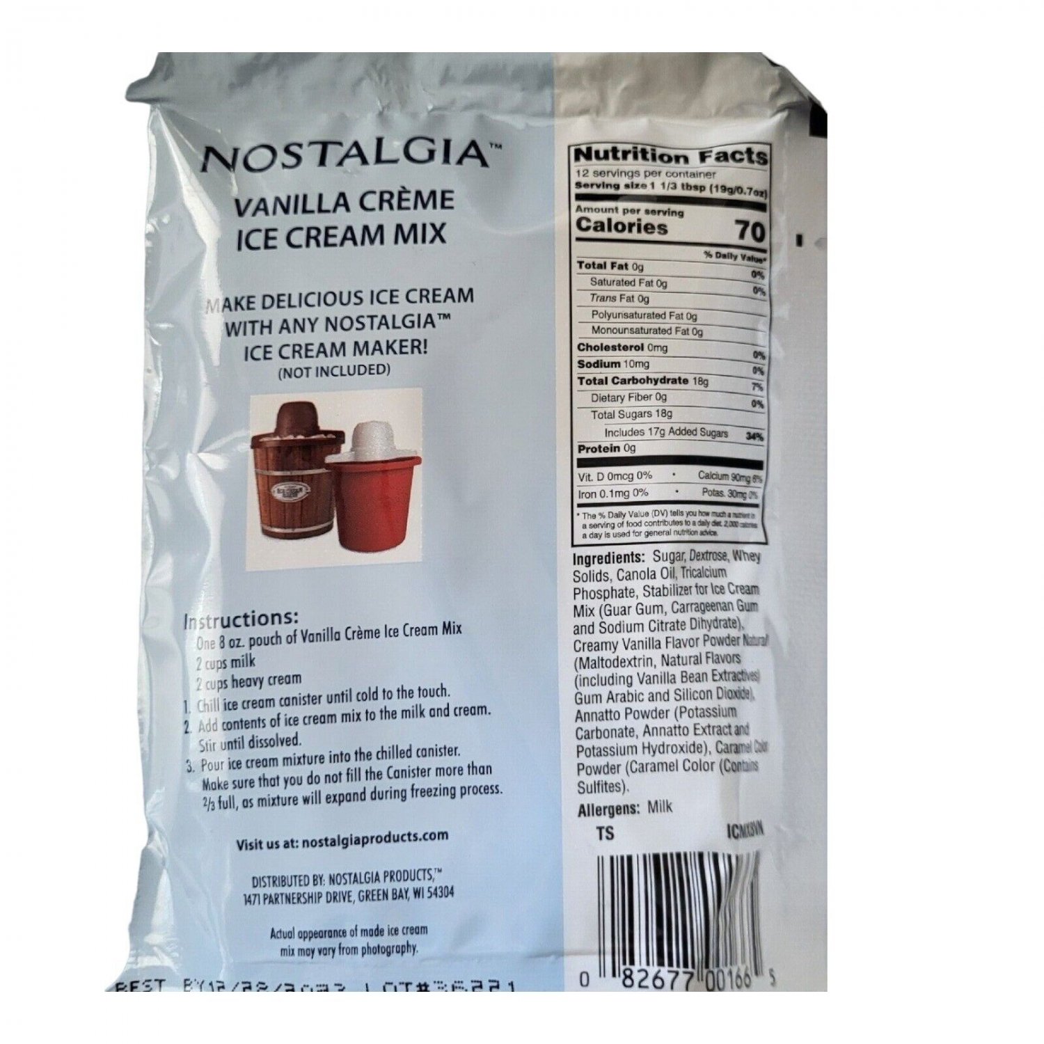 Nostalgia Premium Old Fashionice Ice Cream Vanilla Creme Mix Oz Bag