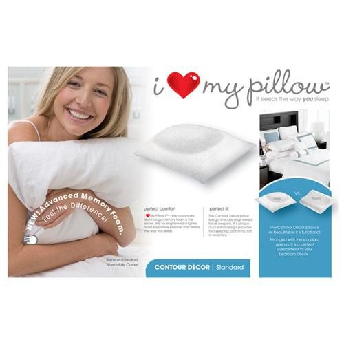 NEW-EACH! I Love My Pillow - Contour Decor Standard / Queen Pillow-LV4406PILL