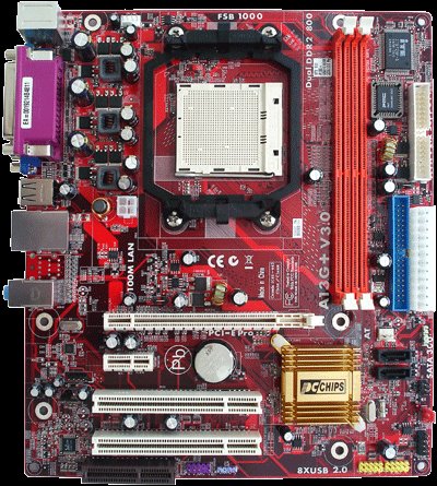 Pc Chips A13G, AM2, GF6100, DDR 800, PCI-E, SATA, MATX