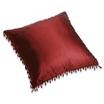 Burgundy Pillow with Beaded Tassels