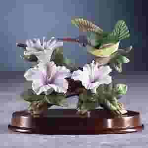 Porcelain Hummingbird at Flower