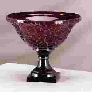 Red Mosaic Bowl with Brass Base