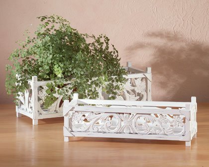 White Rectangular Planters-2 pc.