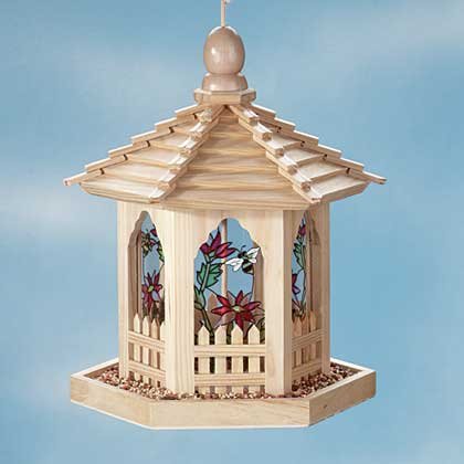 Wood with Glass Panel Bird Feeder