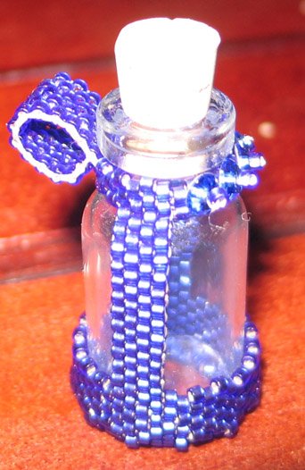 Blue Beaded Bottle ~ Hold your little treasures!