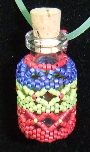 Multicolor Beaded Bottle w/ cork ~ Necklace