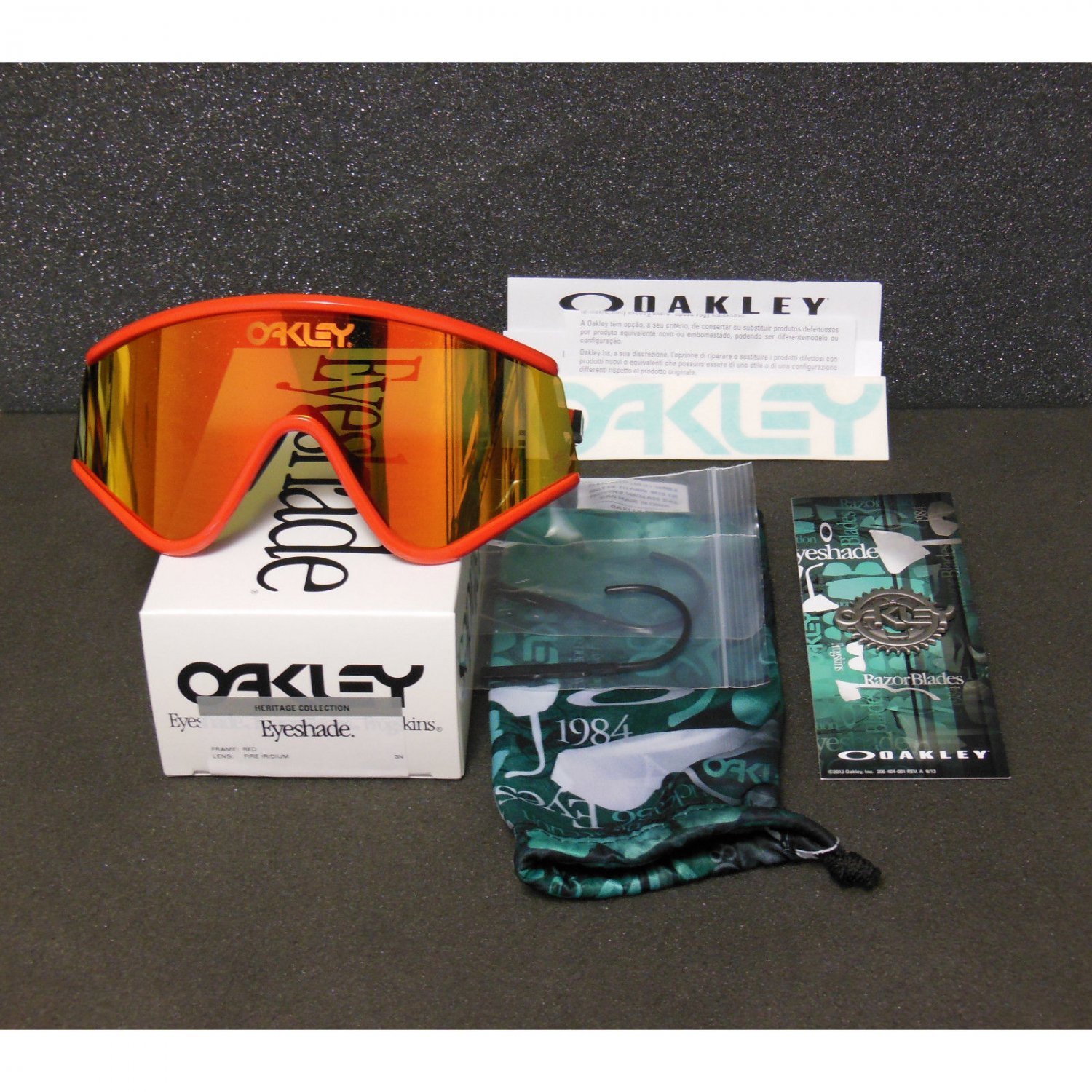 New Second-Grade* Oakley Eyeshade Heritage Collection Retro Sunglasses, Red/Fire Iridium