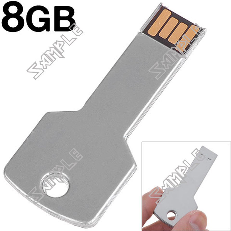 Mini Metal Key Shaped USB 2.0 Flash Drive U Disk - 8GB Memory