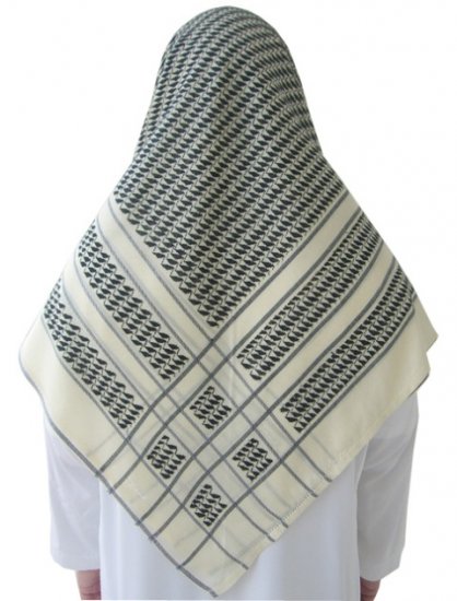 Black / Cream Shemagh / Kufiya / Kafiya / Arab Scarf