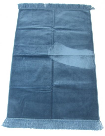 Sea Blue Islamic Prayer Rug, One-Coloured, Plain