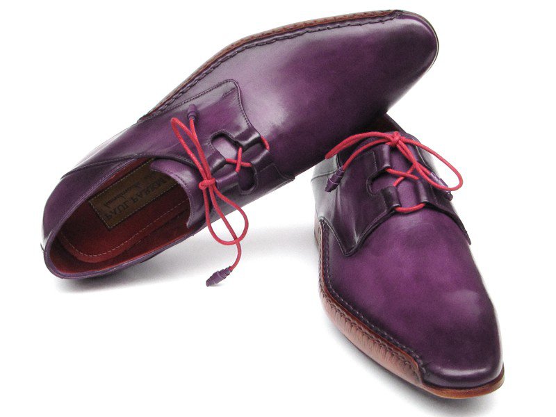 Eggplant GHILLIE LACING SIDE HANDSEWN DRESS SHOES IN PURPLE LEATHER