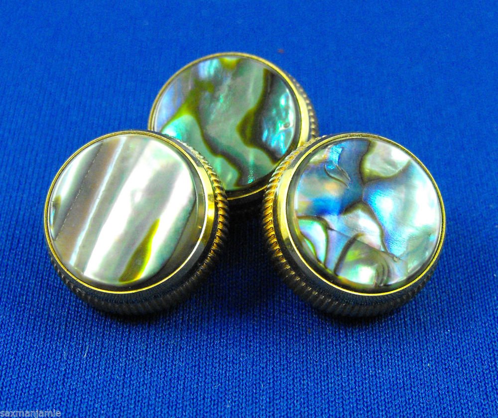 24k Gold Plated Paua Abalone Valve Finger Buttons as Pictured