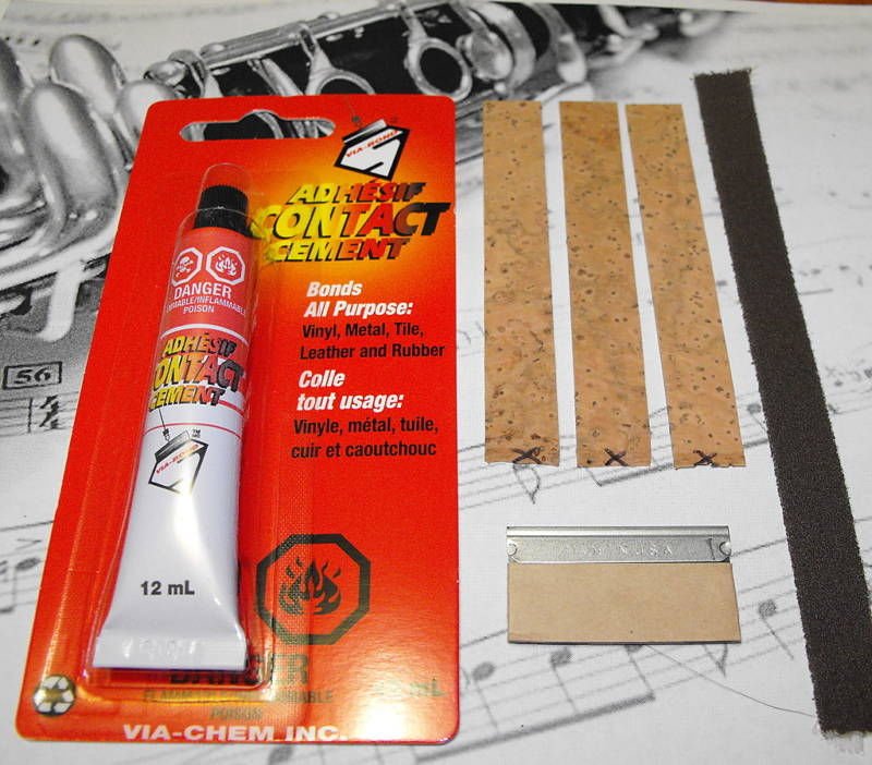 3 NATURAL PC. CLARINET TENON CORK w/ Adhesive + Extras!