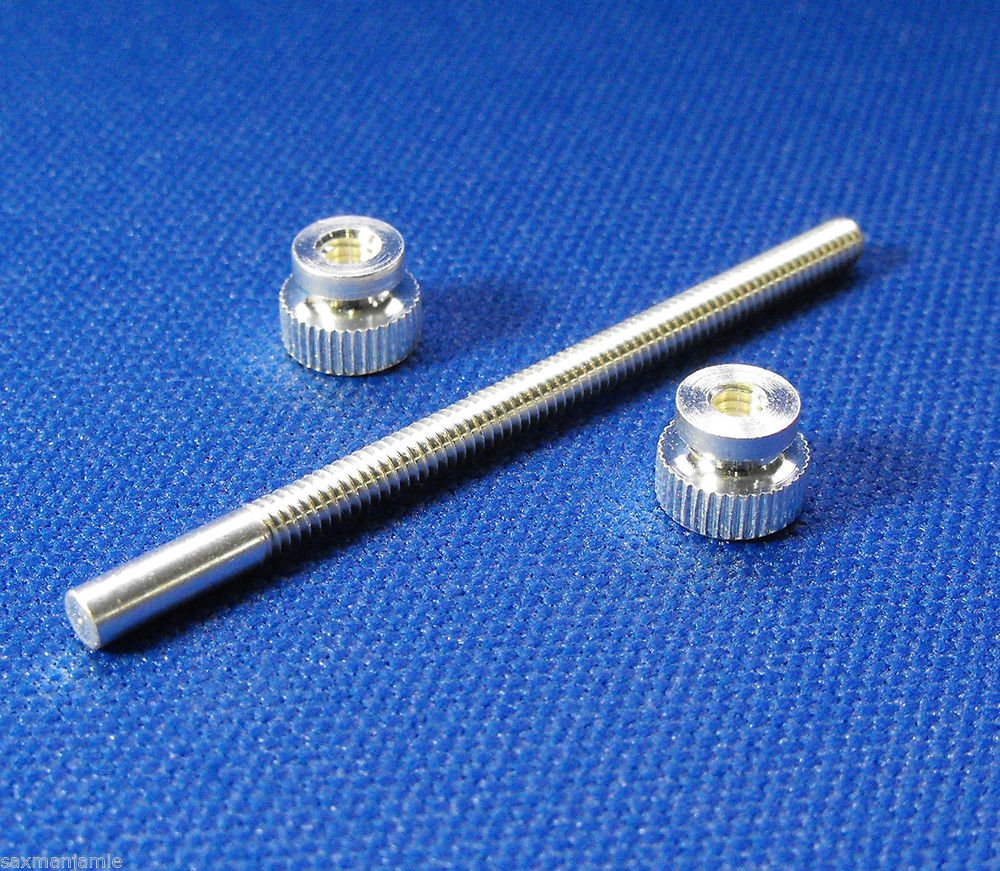 Genuine Blessing Trumpet 3rd Slide Stop Screw Rod with 2 nuts - Silver Plated