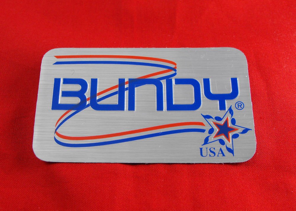 Genuine Bundy USA case decal logo - self adhesive foil type emblem