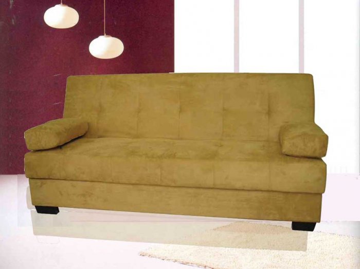 ONE NEW CONTEMPORARY MICROFIBER FUTON SOFA BED, ITEM# 3570, BROWN