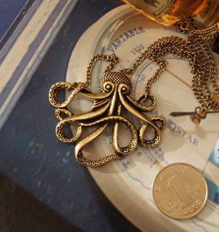 Retro Style Octopus Pendant Sweater Chain Necklace