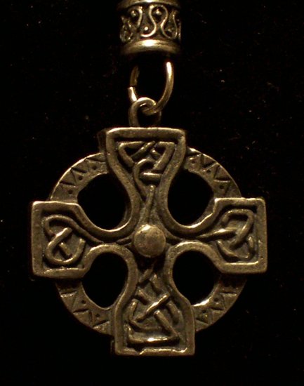 Pewter Celtic Stone Hand Cast Pendant with Bead and Cord