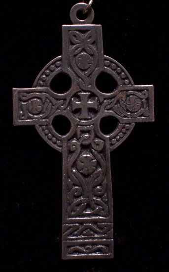 Pewter Celtic Cross 2"x3" Hand Cast Pendant with Bead and Cord