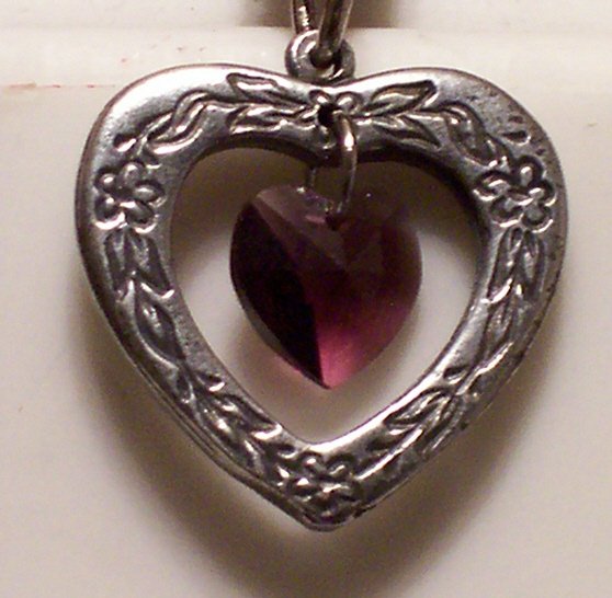 February Birthstone Heart Pendant