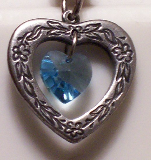 March Birthstone Heart Pendant