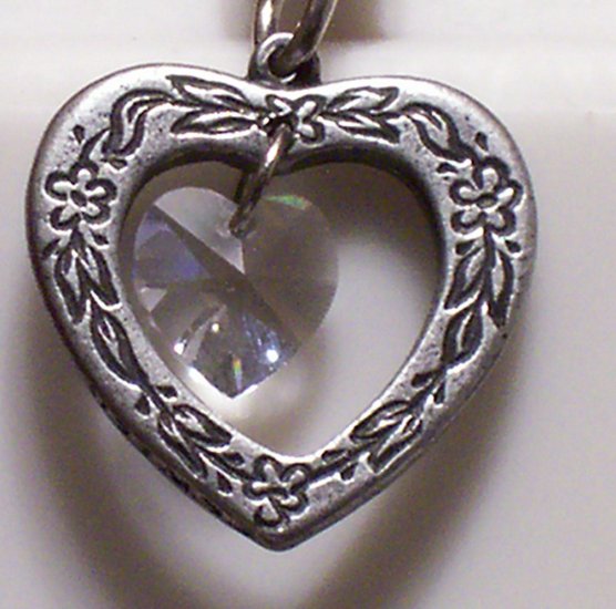 April Birthstone Heart Pendant