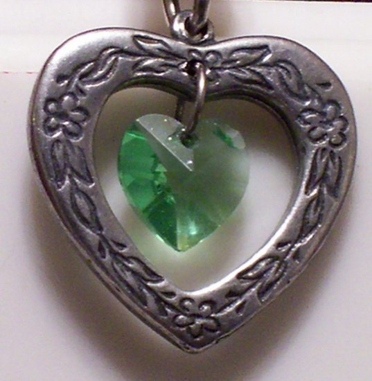 August Birthstone Heart Pendant
