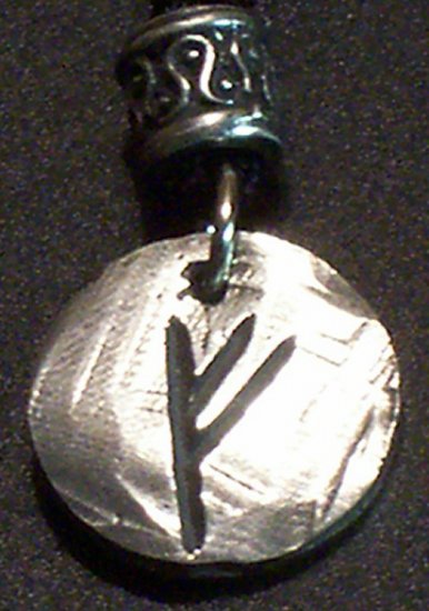 Pewter Rune Pendant- Fehu- Prosperity, Luck, Abundance